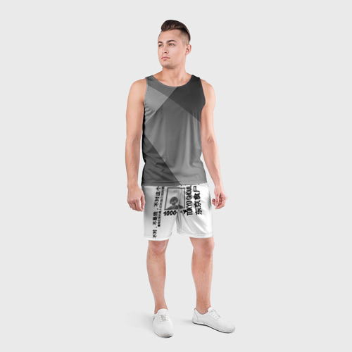 Мужские шорты спортивные Kaneki ken на белом фоне, цвет 3D печать - фото 4