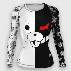 Женский рашгард 3D Монокума чёрно белый новый год