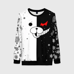 Женский свитшот 3D Монокума чёрно белый новый год