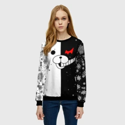 Женский свитшот 3D Монокума чёрно белый новый год - фото 2