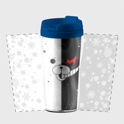 Термокружка-непроливайка Монокума чёрно белый новый год - фото 2