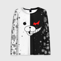 Женский лонгслив 3D Новогодний Монокума чёрно белый новый год 2022