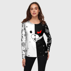 Женский лонгслив 3D Новогодний Монокума чёрно белый новый год 2022 - фото 2