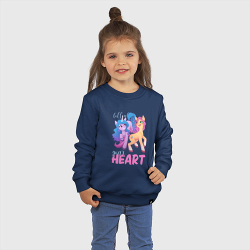 Детский свитшот хлопок My Little Pony. Follow your heart, цвет темно-синий - фото 3