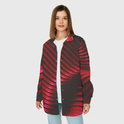Женская рубашка oversize 3D Волны красного металла - фото 2