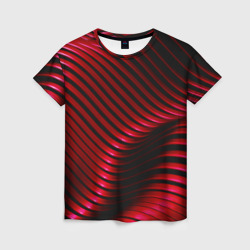 Женская футболка 3D Волны красного металла