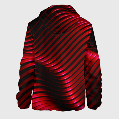 Мужская куртка 3D с принтом Волны красного металла, вид сзади #1