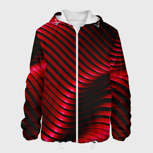 Мужская куртка 3D с принтом Волны красного металла, вид спереди #2