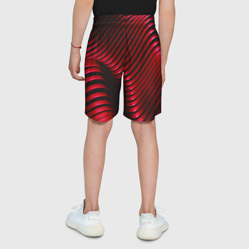 Детские спортивные шорты 3D Волны красного металла, цвет 3D печать - фото 5