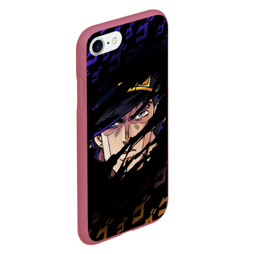 Чехол для iPhone 7/8 матовый JoJo`s Bizarre Adventure лицо героя, цвет малиновый - фото 3