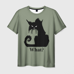 Мужская футболка 3D What суровый черный кот