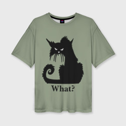 Женская футболка oversize 3D What суровый черный кот