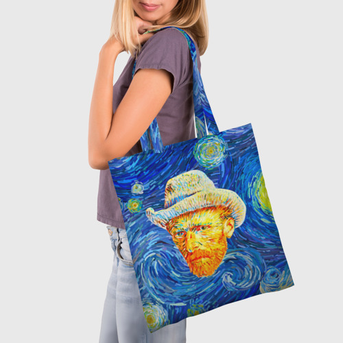 Шоппер 3D с принтом Van Gogh Paints, фото на моделе #1