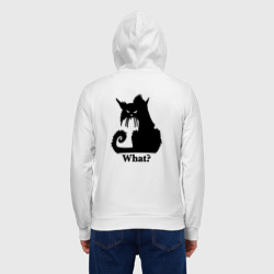 Толстовка с принтом What - суровый черный кот для мужчины, вид на модели спереди №2. Цвет основы: белый