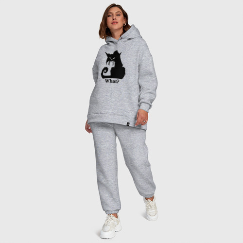 Женский костюм хлопок Oversize What - суровый черный кот, цвет меланж - фото 6