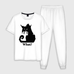 Мужская пижама хлопок What - суровый черный кот