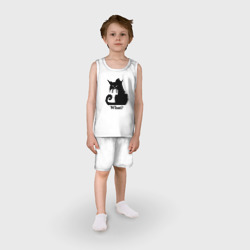 Детская пижама с шортами хлопок What - суровый черный кот - фото 2