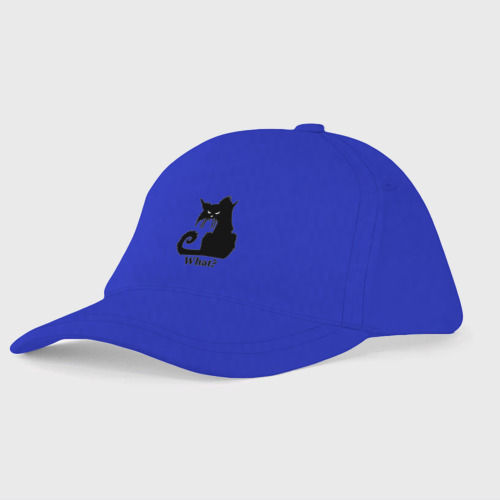 Детская бейсболка What - суровый черный кот, цвет синий