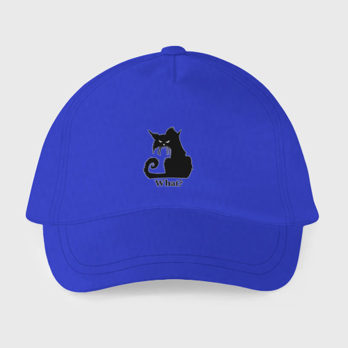 Детская бейсболка What - суровый черный кот, цвет синий - фото 2