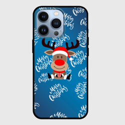 Чехол для iPhone 13 Pro Merry Christmas Олень с подарком