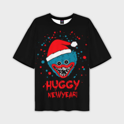 Мужская футболка oversize 3D Huggy New Year - Poppy Playtime новогодний Хагги Вагги