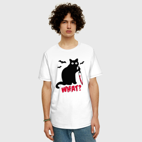 Мужская футболка хлопок Oversize What - кот маньяк - фото 3