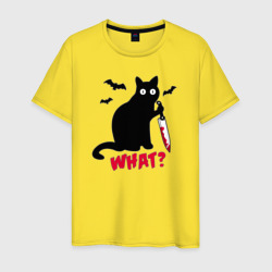 Мужская футболка хлопок What - кот маньяк