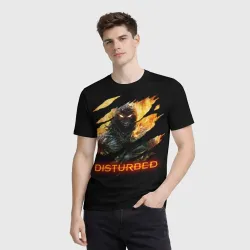 Мужская футболка 3D Disturbed demon fire демон в огне - фото 2