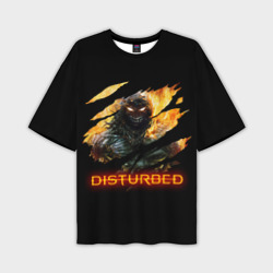 Мужская футболка oversize 3D Disturbed demon fire демон в огне