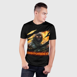 Мужская футболка 3D Slim Disturbed demon fire демон в огне - фото 2