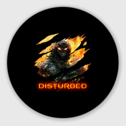 Круглый коврик для мышки Disturbed demon fire демон в огне