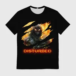 Мужская футболка 3D Disturbed demon fire демон в огне