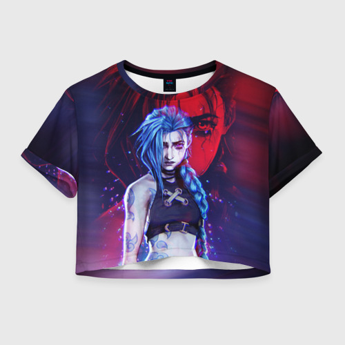 Женская футболка Crop-top 3D Jinx here was Arcane league of Legends, цвет 3D печать