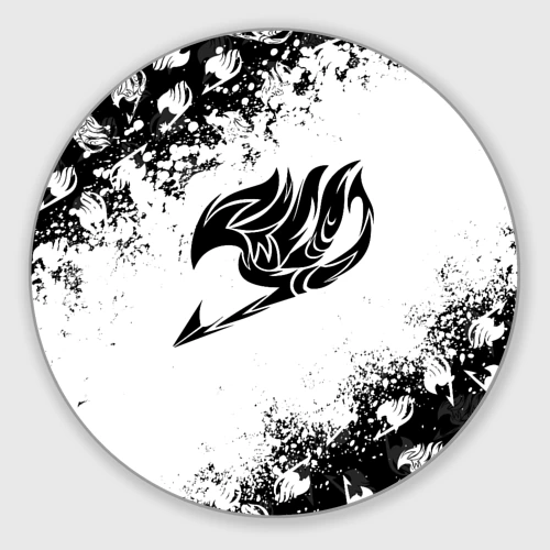 Круглый коврик для мышки Хвост феи чёрный символ fairy tail black