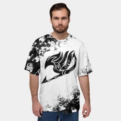 Мужская футболка oversize 3D Хвост феи чёрный символ fairy tail black - фото 2