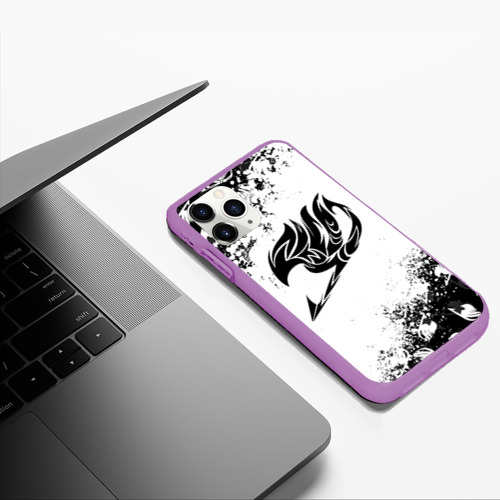 Чехол для iPhone 11 Pro Max матовый Хвост феи чёрный символ fairy tail black, цвет фиолетовый - фото 5