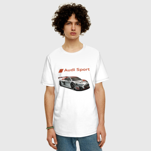 Мужская футболка хлопок Oversize Audi - racing team - motorsport, цвет белый - фото 3