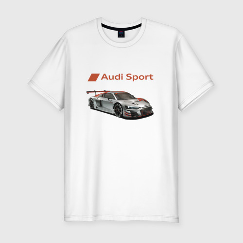 Мужская футболка хлопок Slim Audi - racing team - motorsport, цвет белый