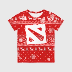 Детская футболка 3D Новогодний свитер Дота 2 новый год 2022