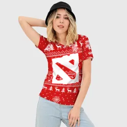 Женская футболка 3D Slim Новогодний свитер Дота 2 новый год 2022 - фото 2