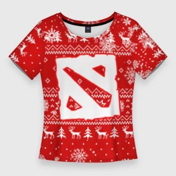 Женская футболка 3D Slim Новогодний свитер Дота 2 новый год 2022