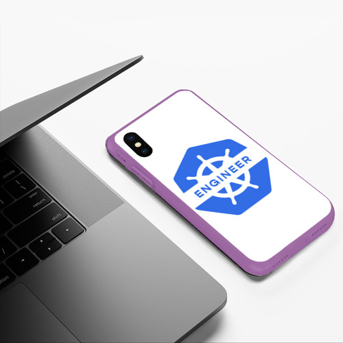 Чехол для iPhone XS Max матовый Kubernetes engineer - для программистов, разработчиков, цвет фиолетовый - фото 5