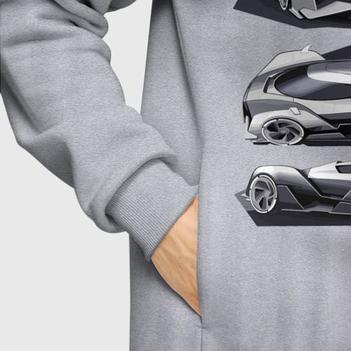 Мужское худи Oversize хлопок Audi motorsport concept sketch, цвет меланж - фото 8