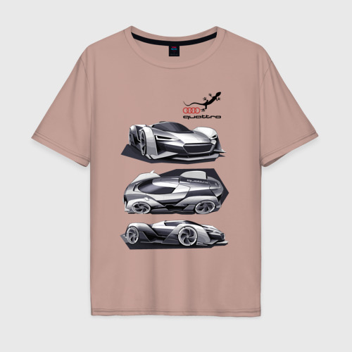 Мужская футболка хлопок Oversize Audi motorsport concept sketch, цвет пыльно-розовый