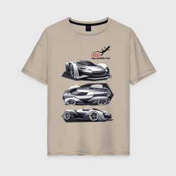 Женская футболка хлопок Oversize Audi motorsport concept sketch
