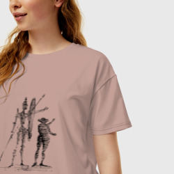 Женская футболка хлопок Oversize Дон Кихот набросок Сальвадора Дали - фото 2