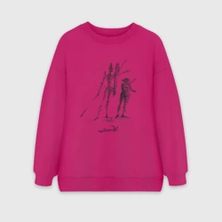 Женский свитшот oversize без начеса хлопок Дон Кихот набросок Сальвадора Дали