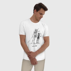 Мужская пижама с белой футболкой хлопок Дон Кихот набросок Сальвадора Дали - фото 2
