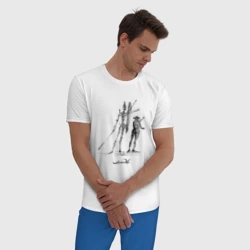 Мужская пижама с белой футболкой хлопок Дон Кихот набросок Сальвадора Дали - фото 2