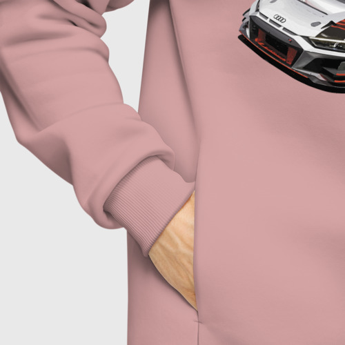 Мужское худи Oversize хлопок Ауди - автоспорт гоночная команда, цвет пыльно-розовый - фото 8